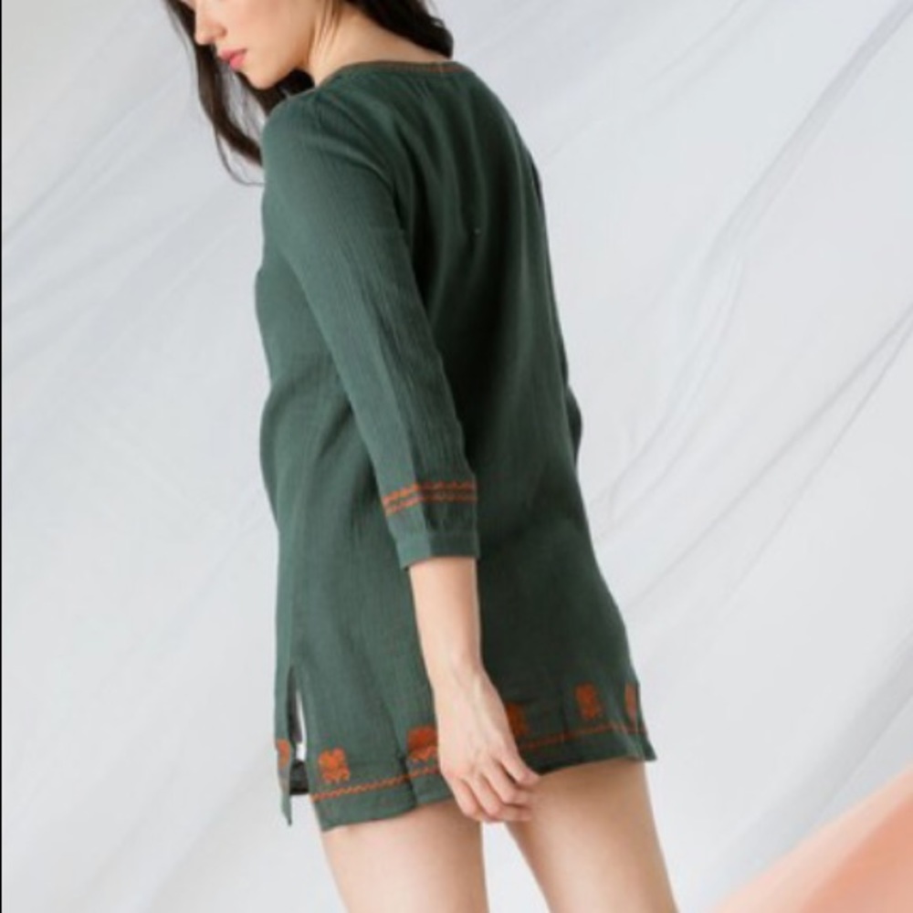 Olive & Orange Embroidered Tunic - Picture 4 of 11